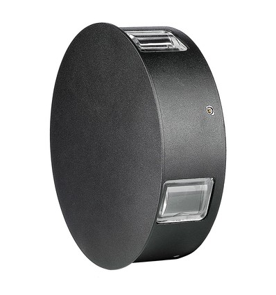 3W Ø15cm rund LED vägglampa - IP65, svart, 3000K, utomhus, inkl. ljuskälla