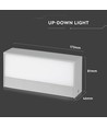 9W utomhus hus - LED, upp/ner, mjukt ljus, medium, 6400K, grå