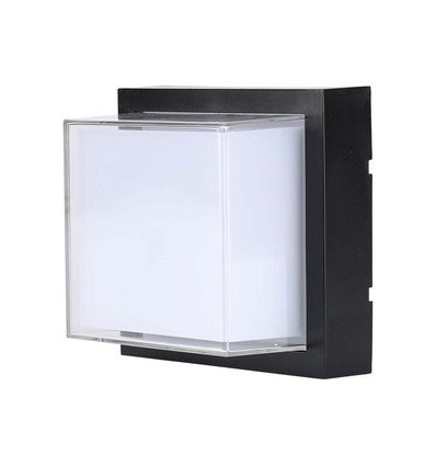 12W kvadratisk LED vägglampa, svart - 4000K, 1200lm, IP65, inomhus / utomhus