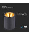 GU10 utanpåliggande spot - Svart, rund, IP20 inomhus, utan ljuskälla