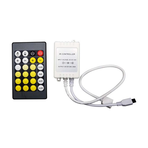 Infraröd controller med fjärrkontroll för CCT/RGB - 12V-24V, 6A, 24 knappar, för 3-i-1 LED strips