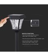 2W LED solcells-trädgårdslampa med spett - Svart, 3-i-1 CCT, rörelsesensor, IP65, höjd 93cm, aluminium