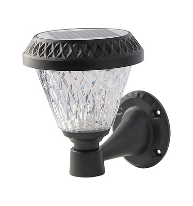 0,8W Solara LED vägglampa med sensor och solcell - CCT, RF fjärrkontroll, IP44, svart, 16x23 cm