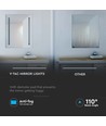 35W LED spegel med belysning, 70x50cm - Rektangulär, kromfinish, 6400K, vit kant