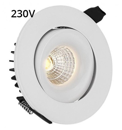 9W Ø11,5cm infälld spotlight dimbar RA90 - Hål: Ø9,5 cm, Mått: Ø11,5 cm, Vit kant