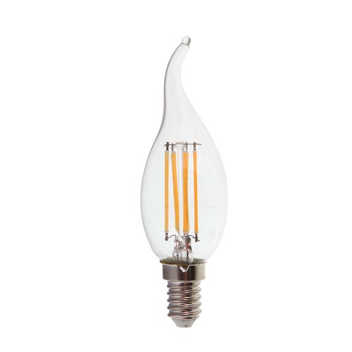 E14 4W LED filament kronljus med flamma - 400lm, 4000K, kallvit