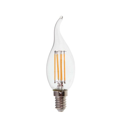 E14 4W LED filament kronljus med flamma - 400lm, 4000K, kallvit