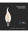 E14 4W LED kronljus med flamma - Filament, 400lm, 6500K, Samsung LED chip