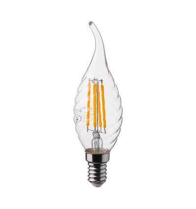 E14 4W LED flamlampa - Koltråd, kronljus med twist och flamform