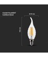 E14 4W LED flamlampa - Koltråd, kronljus med twist och flamform