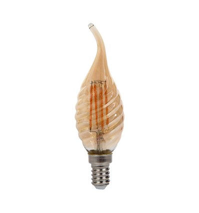 E14 4W Filament LED klotlampa - Candle tip, amber glas, 2200K, Ø3,5cm