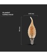 E14 4W Filament LED klotlampa - Candle tip, amber glas, 2200K, Ø3,5cm