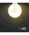 E27 6W LED filament lampa - G125 globe, klar, varmvit, 300° beam angle