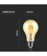 E27 10W LED filament lampa - A67, Amber glas, 2200K, 950lm