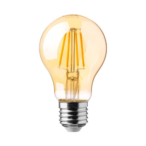 E27 12W LED-lampa - A60, filament, bärnstensfärgat glas, extra varm 2200K