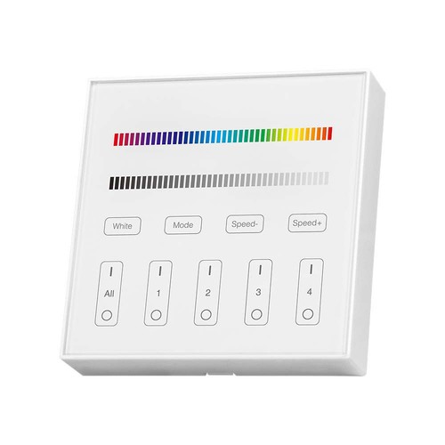4 Zon RGB+W WiFi väggpanel fjärrkontroll, 3V - 86x86mm, vit, 4 zoner, dimbar, RF 2.4GHz