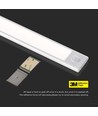 30cm 1,5W LED skåpsbelysning med PIR sensor - 5V, 110lm, 3000K, uppladdningsbar, silver, magnetisk montering
