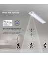 40cm 2W LED skåpsbelysning med PIR sensor, 5V - Silver, 2200mA batteri, IP20, 3000K