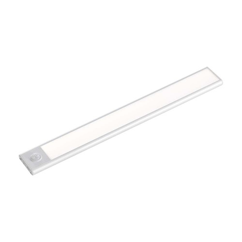 60cm 2,5W LED kabinettsbelysning med PIR sensor - 5V, silver, 3000mA batteri, uppladdningsbar, 3000K