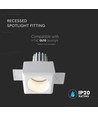 GU10 infälld spot i gips - Rund, vit, 80x80mm, hål: 85x85mm, IP20, utan ljuskälla