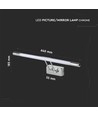 64cm tavel/spegellampa 12W LED - Krom, 3000K, vinklingsbar, inkl. ljuskälla