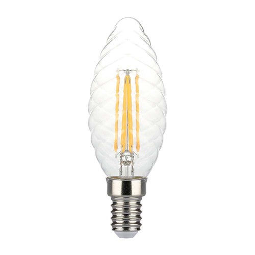 E14 4W dimbar LED kronljus - Twisted candle filament, 350lm, varmvit