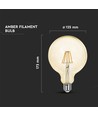 E27 12W G125 LED filament lampa - Amber glas, 2200K, 1350lm, 300° ljusspridning