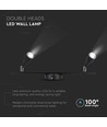 9W LED vägglampa, svart - 4000K, 840lm, IP20, dubbelt huvud, inomhus, inkl. ljuskälla