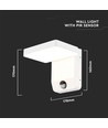 17W vit kvadratisk vägglampa med sensor - 2580lm, IP65, 4000K, PIR sensor