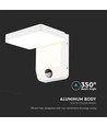 17W vit kvadratisk vägglampa med sensor - 2580lm, IP65, 4000K, PIR sensor