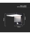 17W LED vägglampa med sensor, kvadratisk - IP65, svart, 2580lm, 3000K, PIR sensor