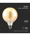 E27 6W dimbar LED spiral filamentlampa - G125, Amber glas, 1800K, 300° ljusspridning