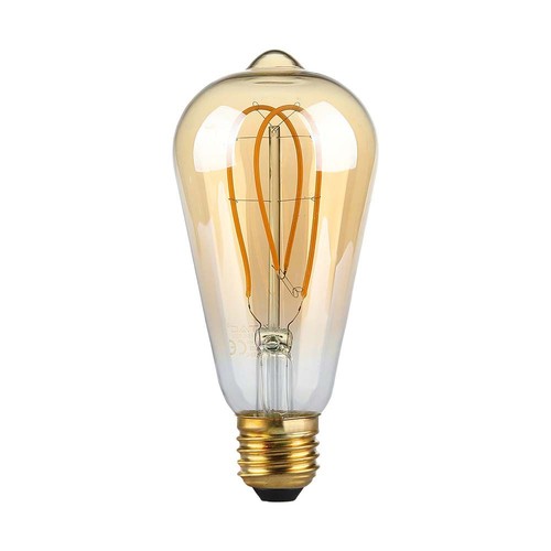 E27 5W ST64 long filament LED lampa - Amber glas, 1800K, 300lm, 300° spridning