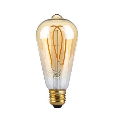 E27 5W ST64 long filament LED lampa - Amber glas, 1800K, 300lm, 300° spridning