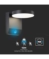 17W LED vägglampa med sensor, rund - IP65, 4000K, svart, PIR sensor, utomhus, 2480lm