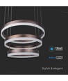 92W LED takkrona pendel, 3-stegs dimbar - 4550lm, 3000K, kaffebrun aluminium, 360 grader ljusspridning