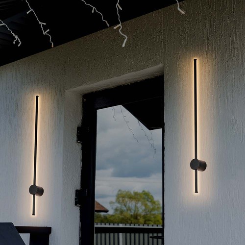 12W LED vägglampa, RA90 - IP65, svart, 1590lm, 4000K, 65cm hög