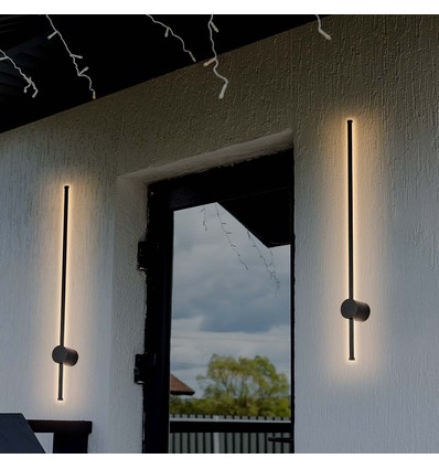 12W LED vägglampa, RA90 - IP65, svart, 1590lm, 4000K, 65cm hög