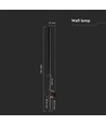 12W LED vägglampa, RA90 - IP65, svart, 1590lm, 3000K, 65cm hög