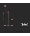 4W LED golvlampa, laddningsbar - IP54, Cortenfärgad, touch dimbar, justerbar höjd 50-130cm, USB-laddning