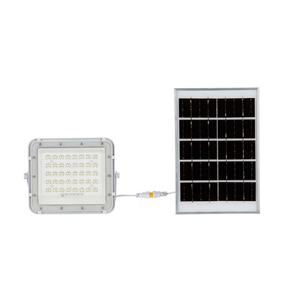 VT LED Solstrålkastare 40W - 6400K, 5000 mAh Batteri, 3m Kabel, Smart IR Fjärrkontroll, Snabbladdning, Vit