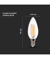 E14 5,5W LED filament kronljus - Dimbar, klar, varmvit, 110lm/W