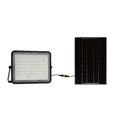 120W Solcells LED strålkastare med panel - 1200lm, IP65, inkl. fjärrkontroll, svart, utomhus