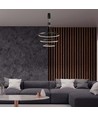 46W LED pendel med 3 ringar, dimbar - 4900lm, 3000K, svart, modern design