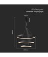 46W LED pendel med 3 ringar, dimbar - 4900lm, 3000K, svart, modern design