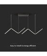 100cm 12W LED pendel - Double zig-zag design, 4000K, svart finish
