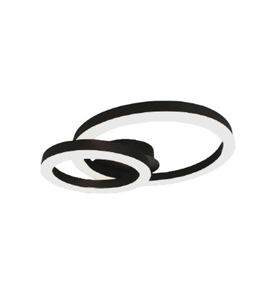 20W LED designer taklampa - Två överlappande ringar, Ø45cm, svart, 3000K, 105lm/W