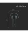 3W uppladdningsbar LED bordslampa, svart - 3-i-1 CCT, dimbar, touch, 5V, 1800mAh batteri