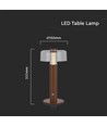 1W uppladdningsbar LED bordslampa, sandbrun - Touch dimbar, 3000K, USB-C, 150x300mm