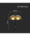 3W uppladdningsbar LED bordslampa - Touch dimbar, 3-i-1 CCT, guld/svart, inkl. USB-kabel